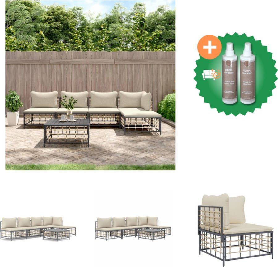 VidaXL Hoekbank Antraciet Poly Rattan 72 x 72 x 66 cm Weerbestendig Loungebank Inclusief Onderhoudsset