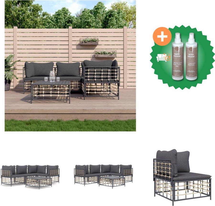 VidaXL Hoekbank Antraciet Poly Rattan 72 x 72 x 66 cm Weerbestendig Loungebank Inclusief Onderhoudsset
