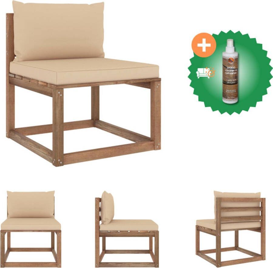 VidaXL Hoekbank Grenenhout Bruin 60 x 64 x 70 cm Inclusief kussens Loungebank Inclusief Houtreiniger en verfrisser