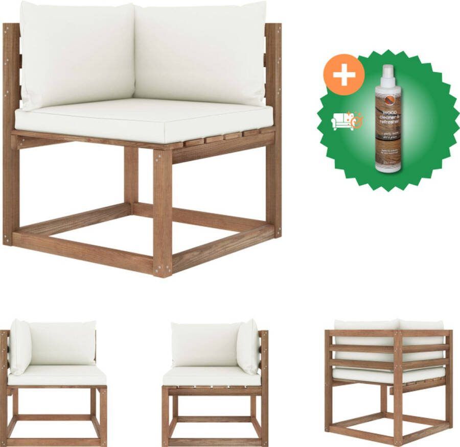 VidaXL Hoekbank Houten Pallet 64 x 64 x 70 cm Duurzaam en weerbestendig Bruin Inclusief kussens Montage vereist Loungebank Inclusief Houtreiniger en verfrisser