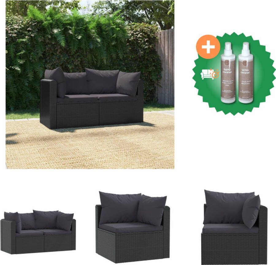 VidaXL Hoekbank Loungeset 72 x 72 x 63 cm Zwart poly rattan Loungebank Inclusief Onderhoudsset