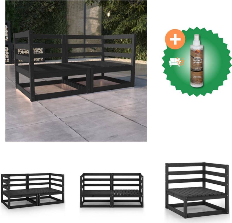 VidaXL Hoekbank Massief grenenhout Zwart 70 x 70 x 67 cm Modulair Loungebank Inclusief Houtreiniger en verfrisser