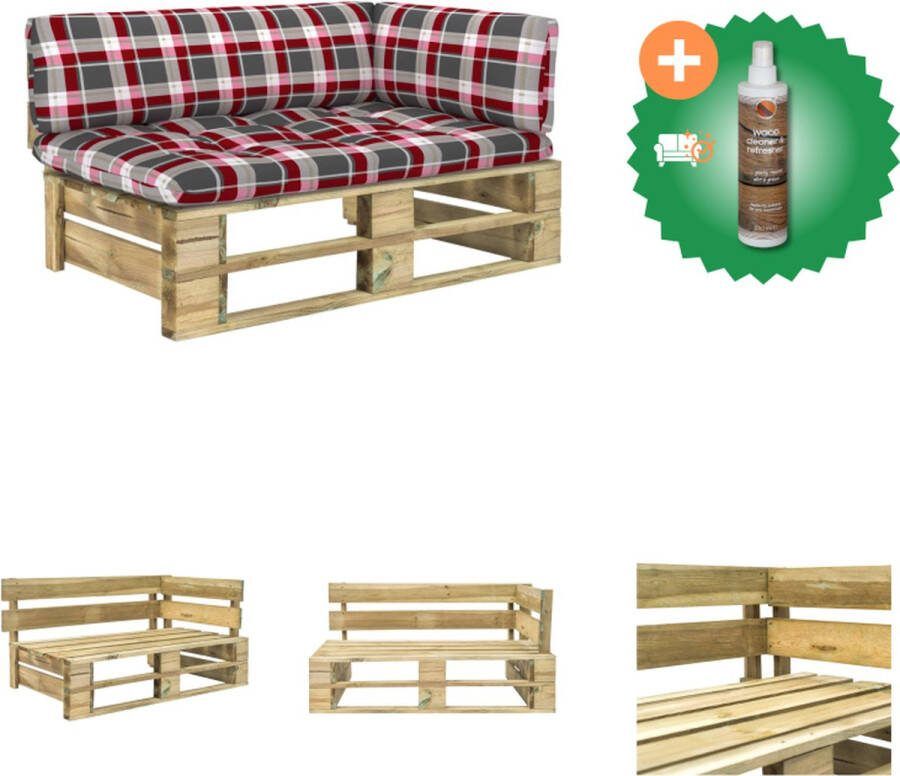 VidaXL hoekbank Pallet 110 x 66 x 55 cm grenenhout groen geïmpregneerd Tuinbank Inclusief Houtreiniger en verfrisser