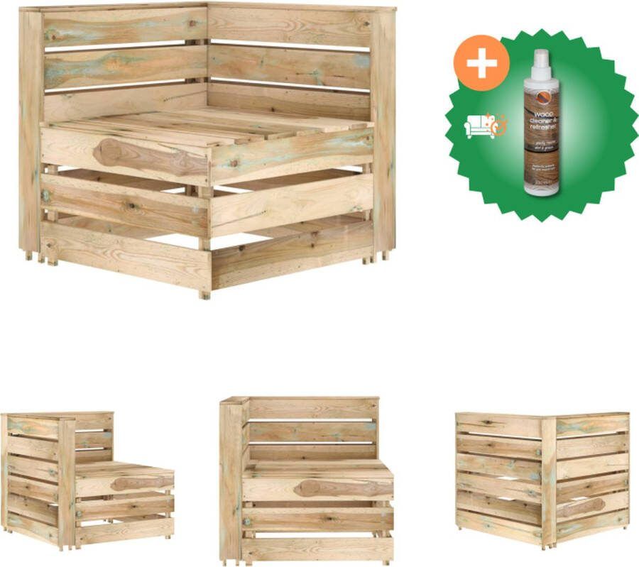 VidaXL Hoekbank Pallet 69x70x66 cm Grenenhout Geïmpregneerd Tuinbank Inclusief Houtreiniger en verfrisser