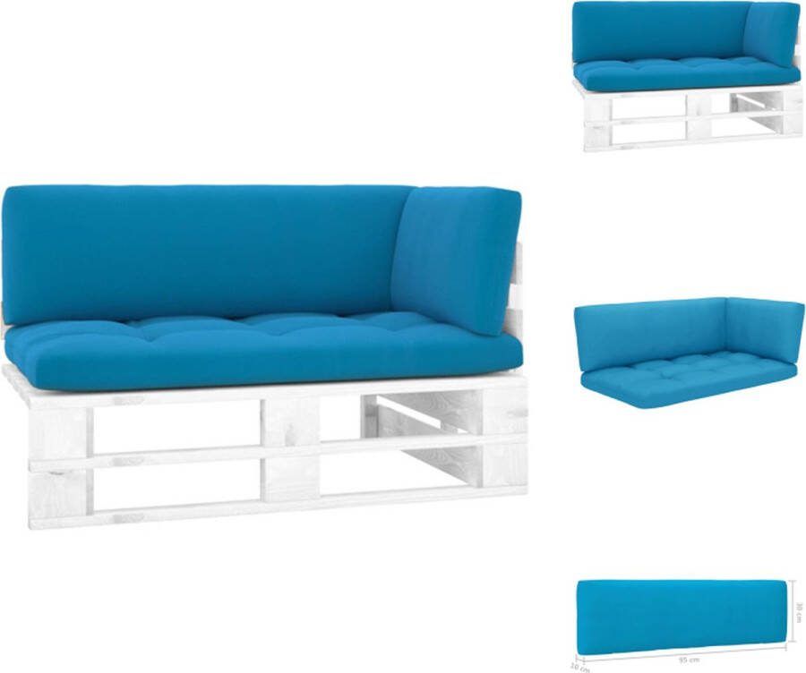 VidaXL Hoekbank Pallet Grenenhout Blauw kussen 110x65x55 cm Waterbestendig Montage vereist Tuinbank