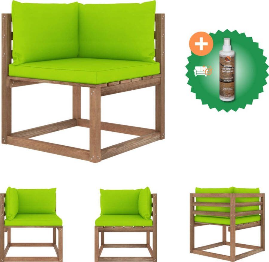 VidaXL hoekbank pallet tuinbank 64 x 64 x 70 cm geïmpregneerd grenenhout Loungebank Inclusief Houtreiniger en verfrisser