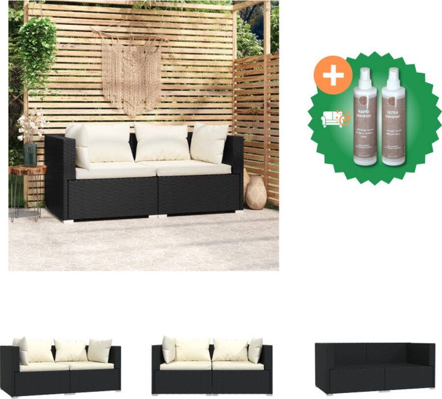 VidaXL Hoekbank PE-rattan 140 x 70 x 60.5 cm Zwart Inclusief kussens Tuinset Inclusief Onderhoudsset