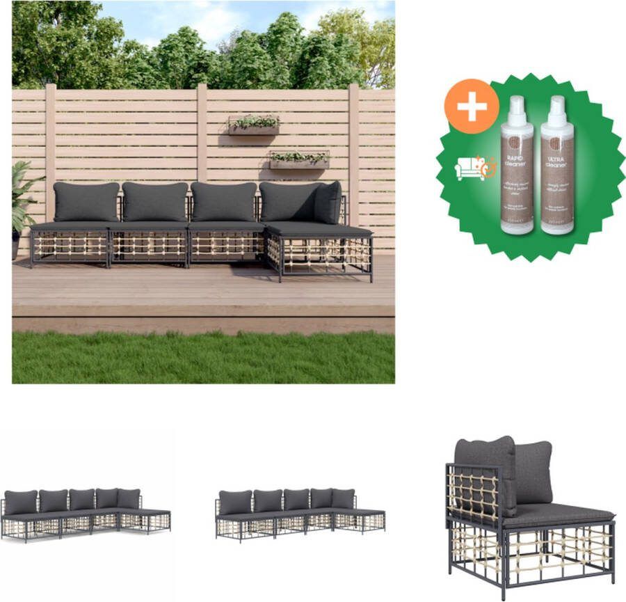 VidaXL Hoekbank Poly Rattan Antraciet 72 x 72 x 66 cm Weerbestendig Loungebank Inclusief Onderhoudsset