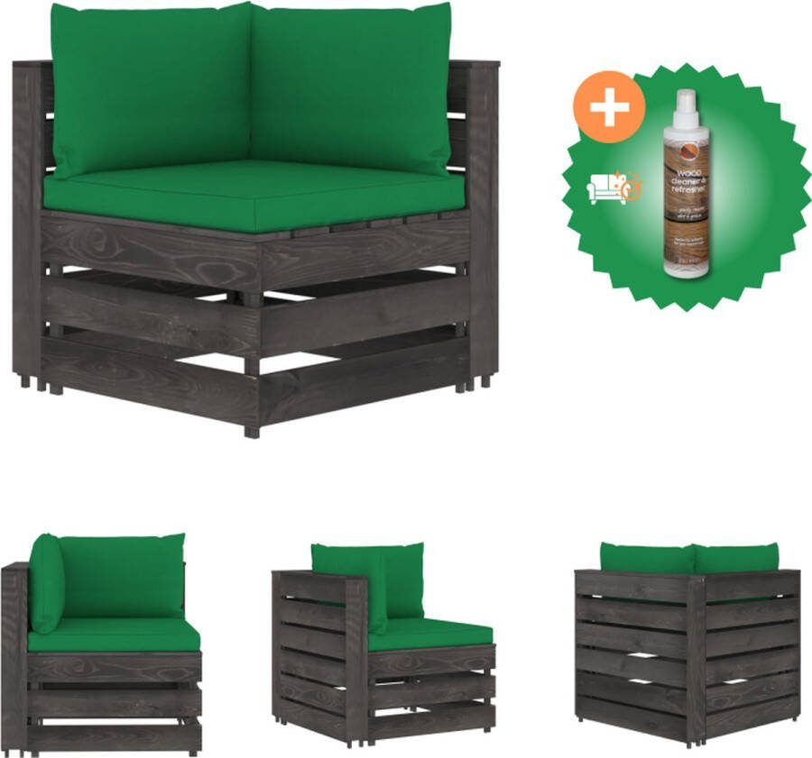 VidaXL Hoekbank Rustiek 69 x 70 x 66 cm Grenenhout Inclusief kussens Tuinbank Inclusief Houtreiniger en verfrisser