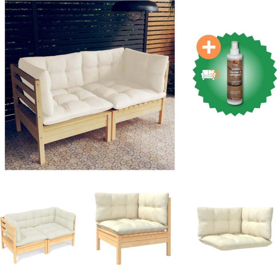 VidaXL Hoekbank Terrasbank 2 zitsbank 63.5 x 63.5 x 62.5 cm Massief grenenhout Loungebank Inclusief Houtreiniger en verfrisser