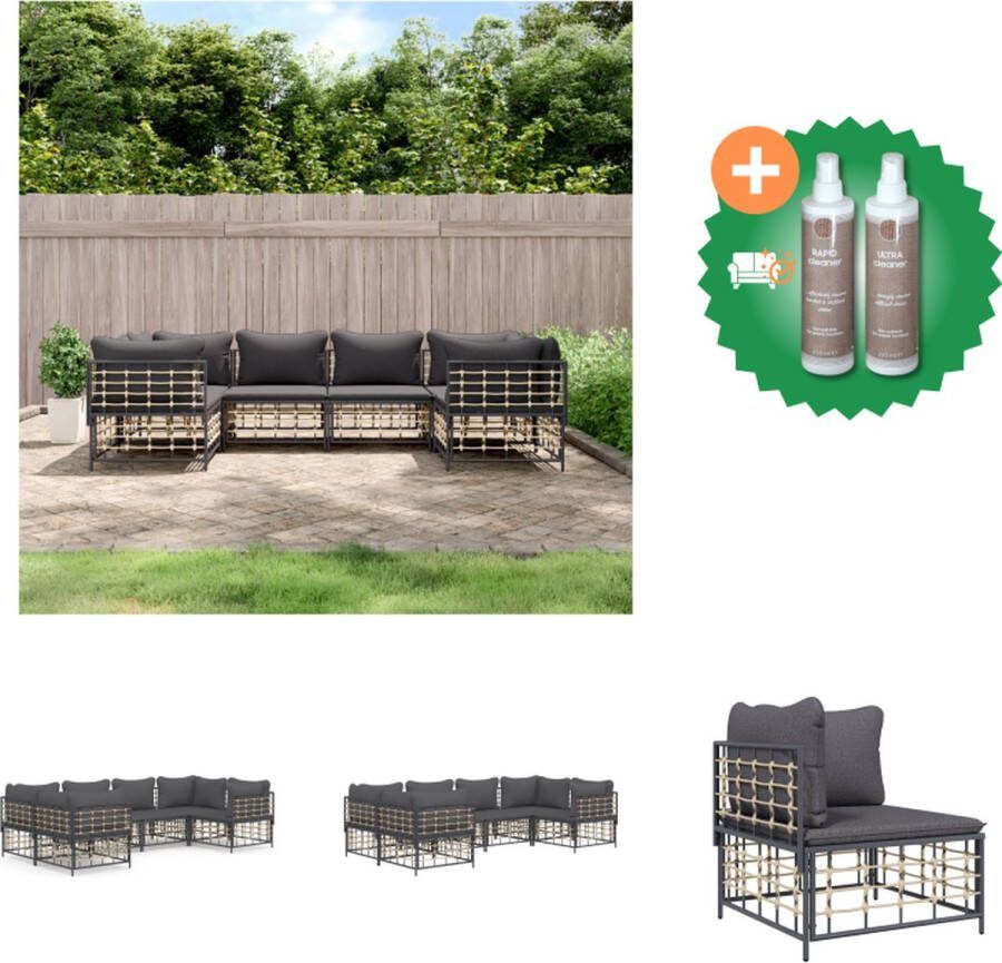 VidaXL Hoekbank Tuin Lounge Antraciet Poly Rattan 72x72x66cm Weerbestendig Loungebank Inclusief Onderhoudsset
