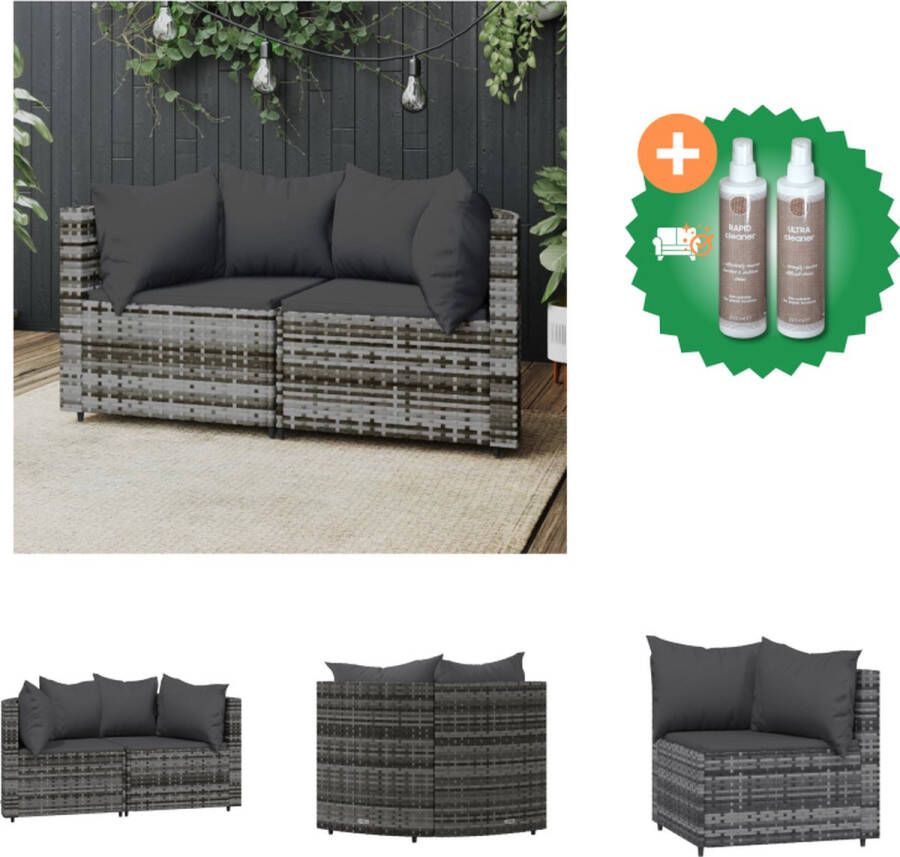 VidaXL Hoekbank Tuinhoekbanken Grijs PE rattan 63x63x57.5cm Verstelbare poten Loungebank Inclusief Onderhoudsset