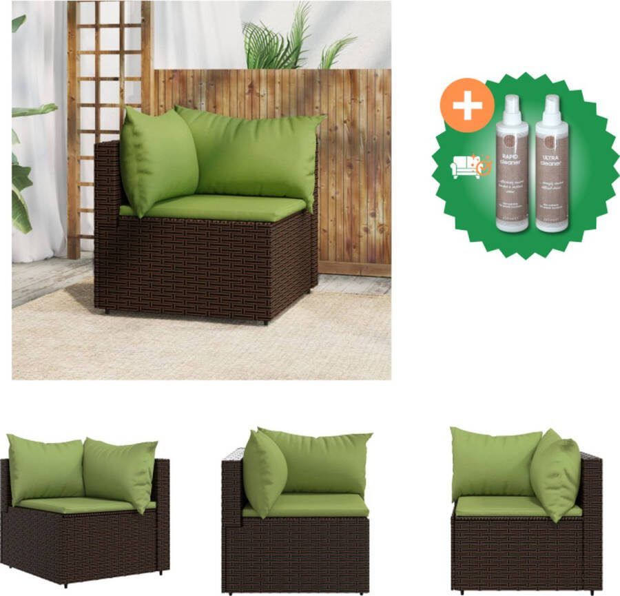 VidaXL Hoekbank Tuinmeubel 63x63x57.5 cm Bruin Groen Loungebank Inclusief Onderhoudsset