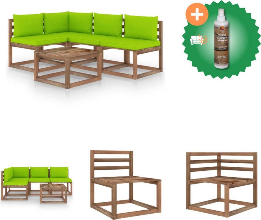 VidaXL Hoekbank Tuinset 64 x 64 x 70 cm Grenenhout Tuinset Inclusief Houtreiniger en verfrisser