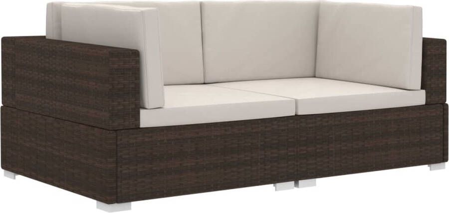 VidaXL -Hoekbanken-2-st-met-kussens-poly-rattan-bruin