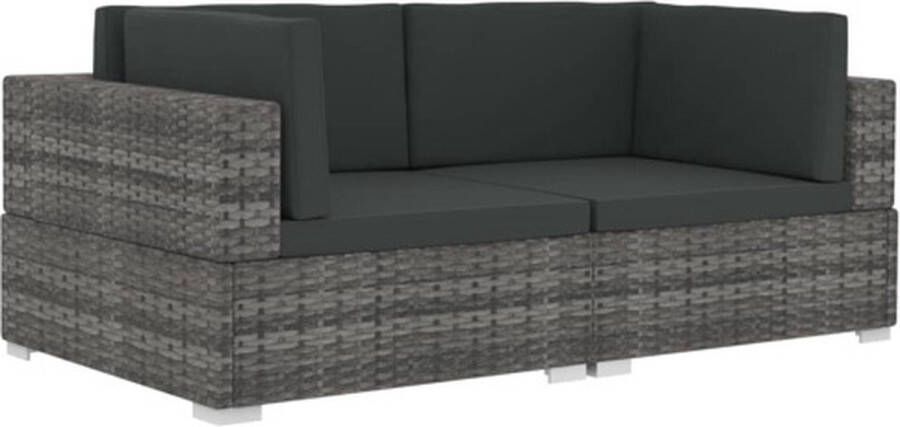 VidaXL -Hoekbanken-2-st-met-kussens-poly-rattan-grijs