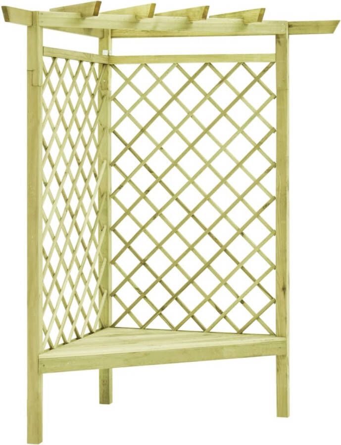 VidaXL -Hoekpergola-met-zitting-130x130x197-cm-geïmpregneerd-grenenhout