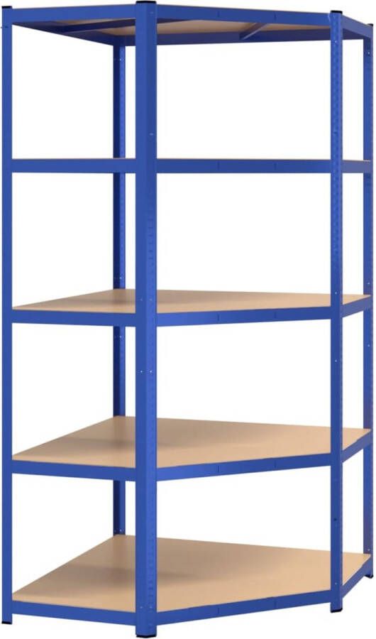 VidaXL -Hoekrek-5-laags-staal-en-bewerkt-hout-blauw