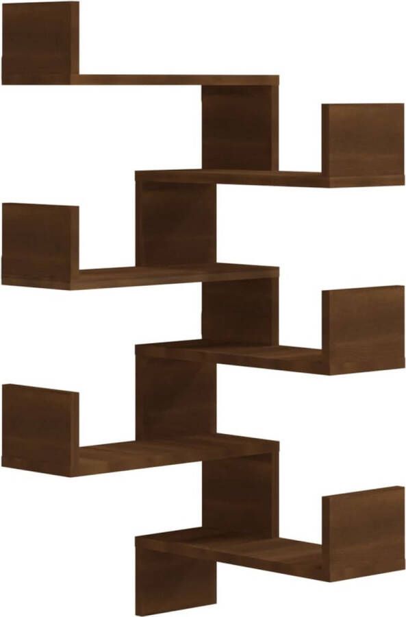 VidaXL -Hoekwandschappen-2-st-40x40x50-cm-bewerkt-hout-bruin-eikenkleur