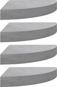 VidaXL Hoekwandschappen 4 st 35x35x3.8 cm MDF betongrijs