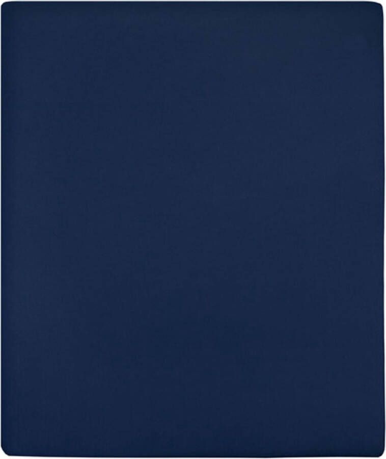VidaXL Hoeslaken jersey 140x200 cm katoen marineblauw