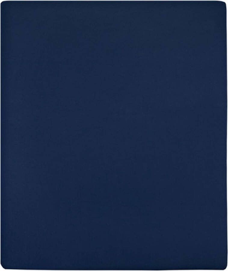 VidaXL Hoeslakens 2 st jersey 180x200 cm katoen marineblauw