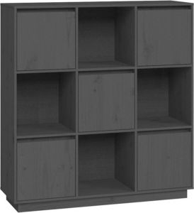 VidaXL Hoge Kast 110 5x35x117 Cm Massief Grenenhout Grijs