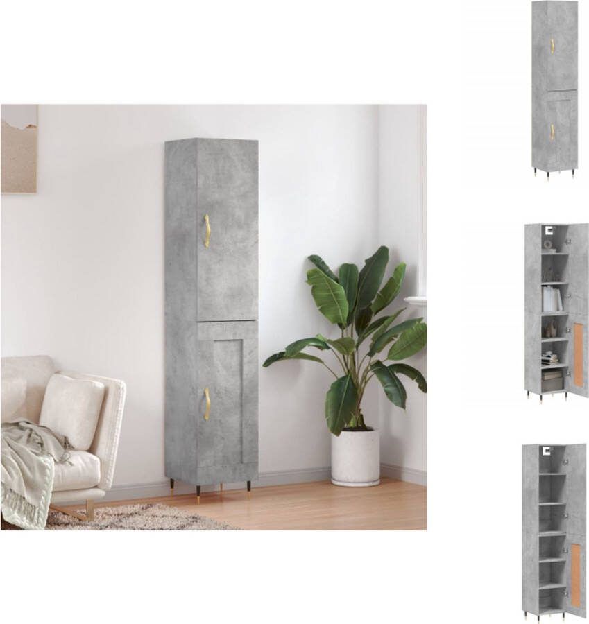 VidaXL Hoge Kast Betongrijs Dressoir en Opzetkast 34.5 x 34 x 180 cm Keukenkast