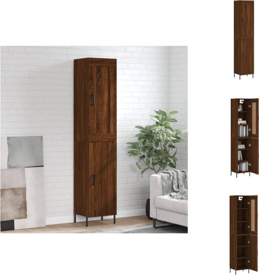 VidaXL Hoge Kast Dressoir en Opzetkast Bruineiken 34.5 x 34 x 180 cm Keukenkast