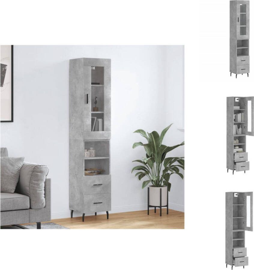 VidaXL Hoge Kast Opbergkast 180 cm Betongrijs Keukenkast