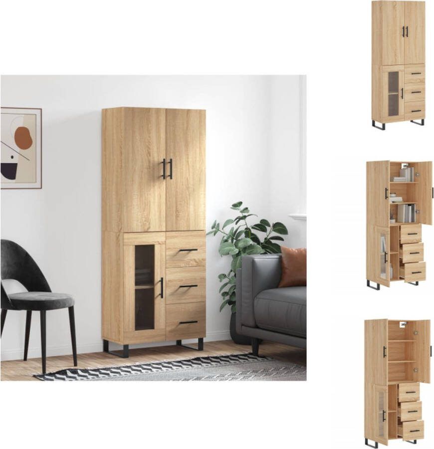 VidaXL Hoge Kast Opbergkast Sonoma Eiken 69.5 x 34 x 180 cm Keukenkast
