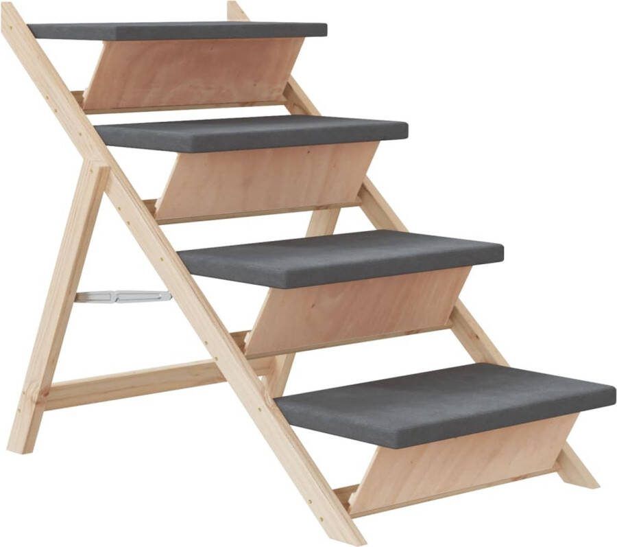 VidaXL -Hondentrap-105x47-cm-massief-vurenhout-grijs