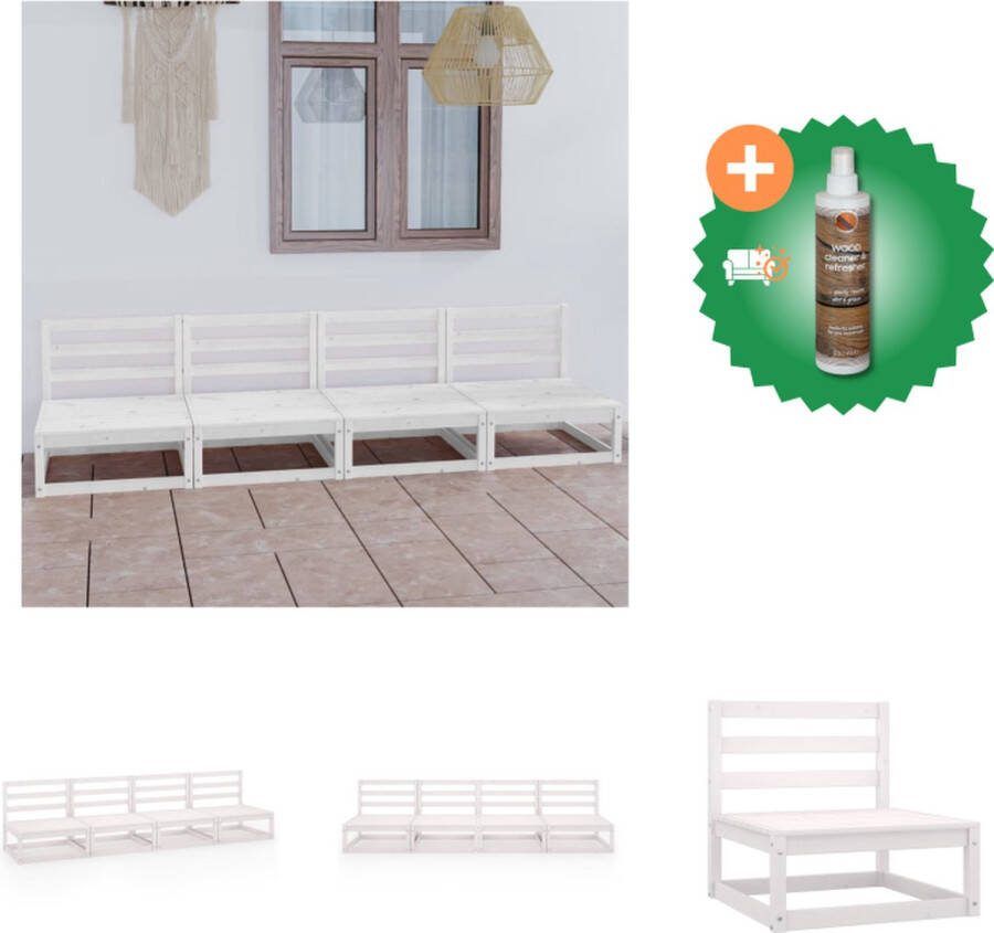 VidaXL Houten Bank 4 zits Massief Grenenhout 70x70x67 cm Loungebank Inclusief Houtreiniger en verfrisser