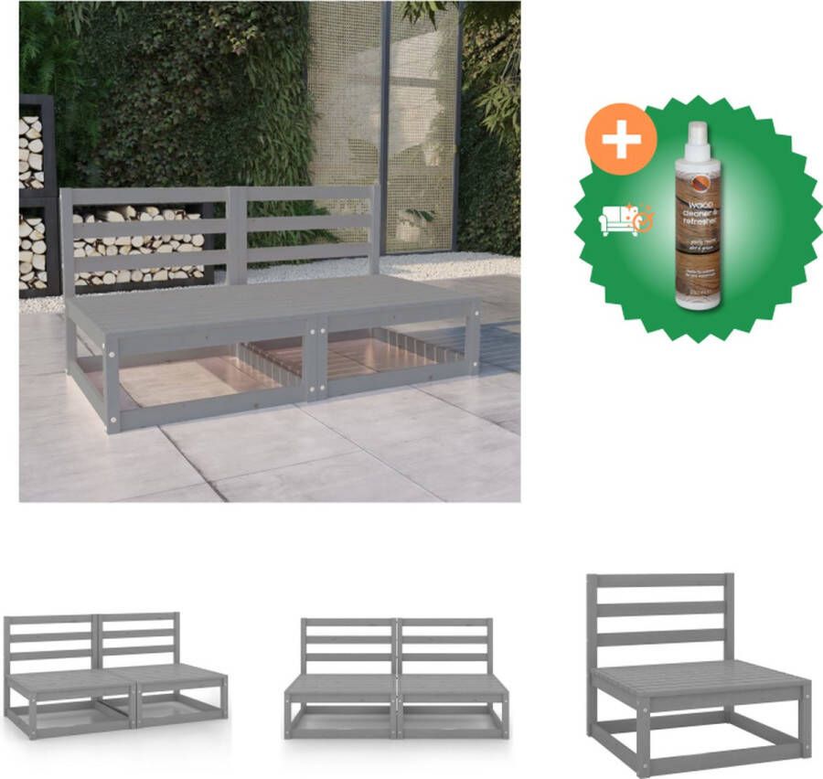 VidaXL Houten Bank Grijs 2 Zitsbank 70x70x67 cm Massief Grenenhout Loungebank Inclusief Houtreiniger en verfrisser