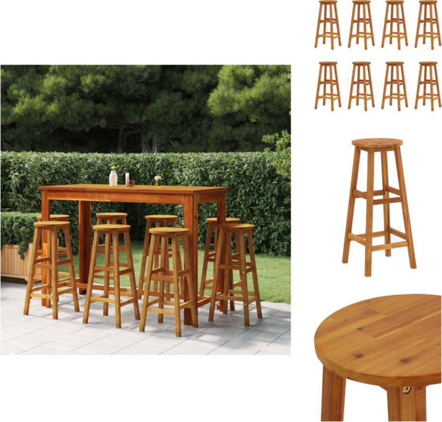 VidaXL Houten Barkrukken Acaciahout 34 x 34 x 76 cm Massief Set van 8 Tuinstoel
