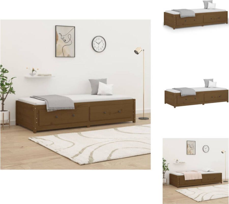 VidaXL houten bed Grenenhout Slaapbank 205.5 x 95.5 x 44 cm Honingbruin Bed