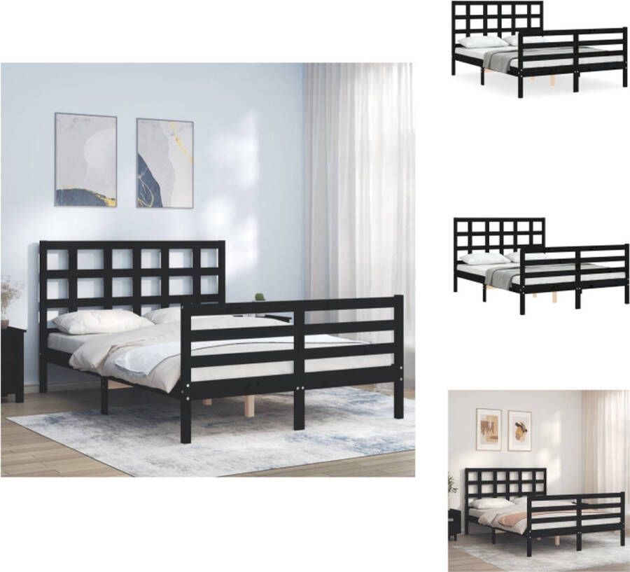 VidaXL Houten Bed Zwart 205.5 x 125.5 cm Massief grenenhout en multiplex lattenbodem Bed