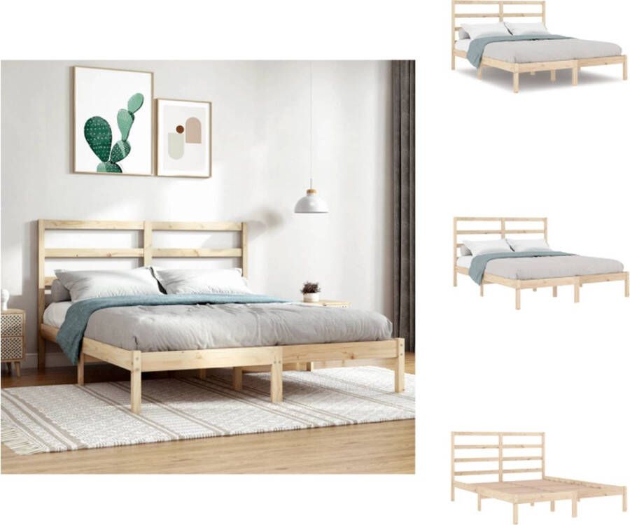 VidaXL Houten Bedframe 195.5 x 126 x 100 cm Massief grenenhout Stevige lattenbodem Bed