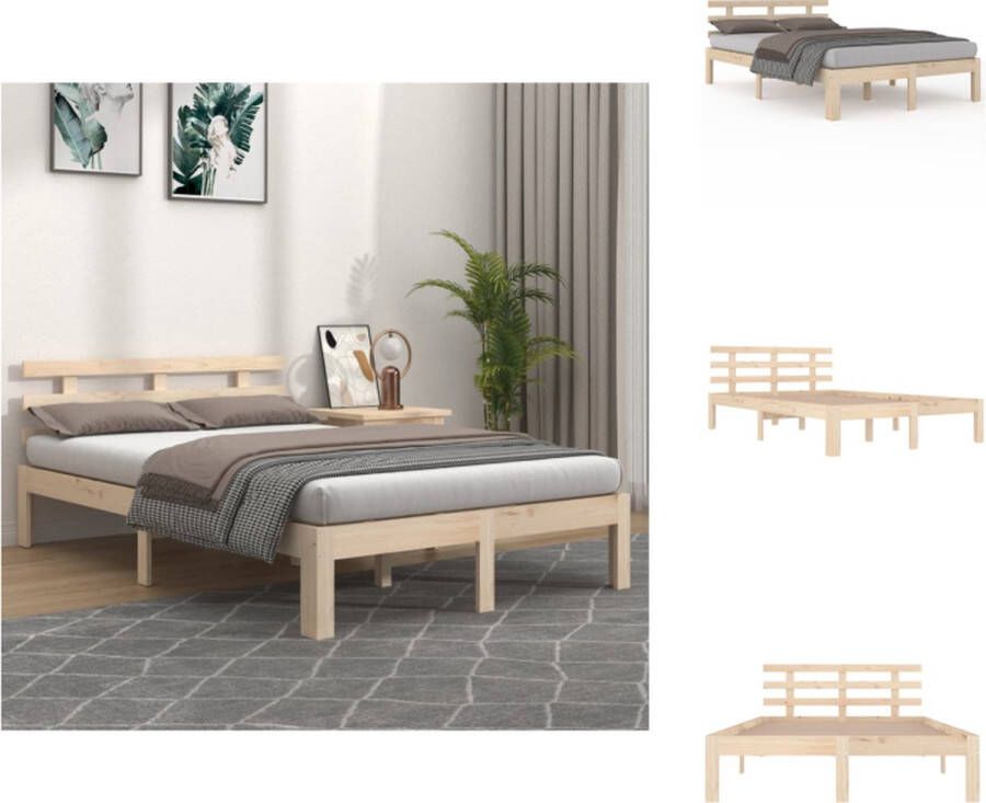 VidaXL Houten Bedframe 205.5 x 163.5 x 69.5 cm Massief Grenenhout Voor Matras 160 x 200 cm Bed