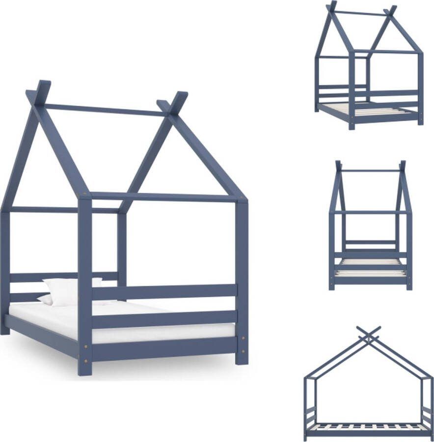 VidaXL Houten bedframe Boomhut-stijl 80 x 160 cm Grijs Stevig en duurzaam Bed