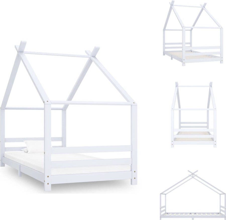 VidaXL Houten bedframe Boomhut-stijl 90 x 200 cm Wit Massief grenenhout Bed