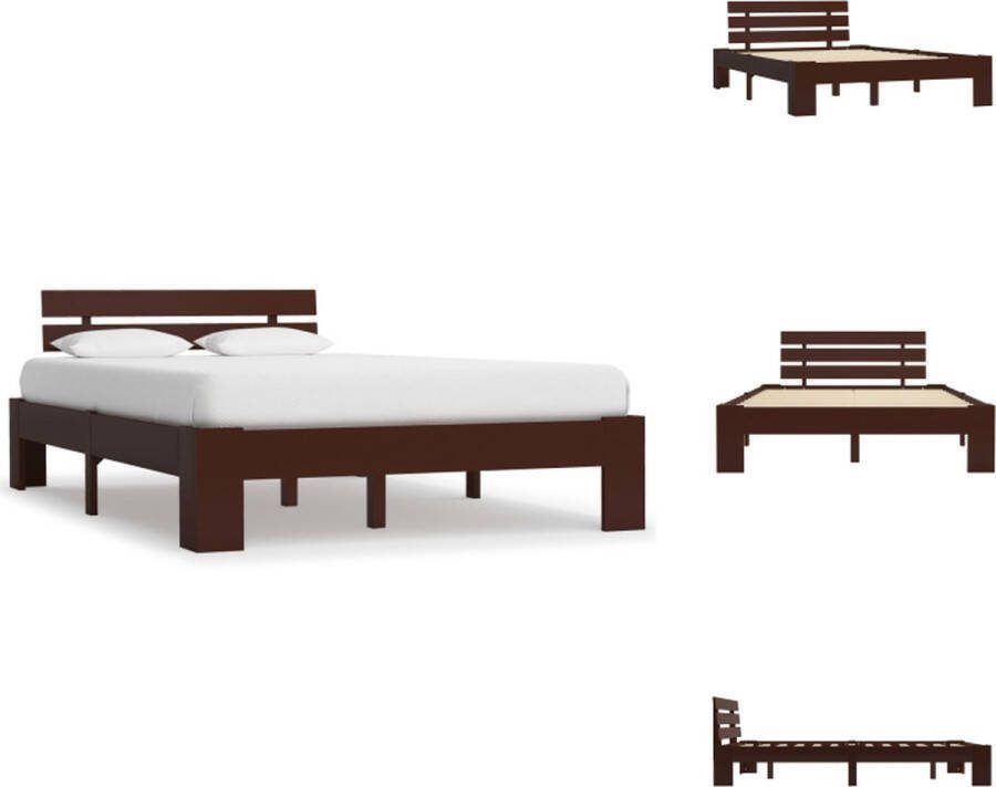 VidaXL Houten Bedframe Donkerbruin 213 x 145 x 66 cm Geschikt voor 140 x 200 cm matras Bed
