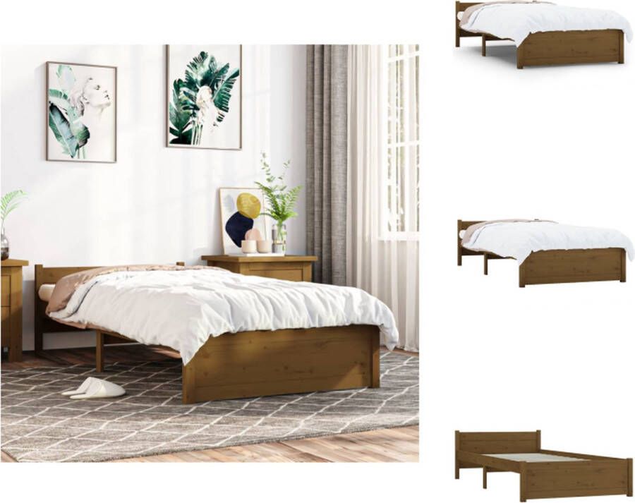 VidaXL Houten bedframe eenpersoonsbed 100 x 200 cm honingbruin massief grenenhout Bed