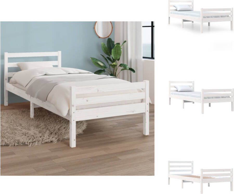 VidaXL Houten Bedframe eenpersoonsbed 100x200cm Massief grenenhout Stabiel en comfortabel Bed