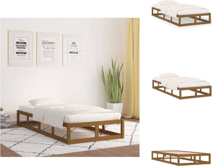 VidaXL Houten Bedframe eenpersoonsbed 90 x 190 cm Honingbruin Bed