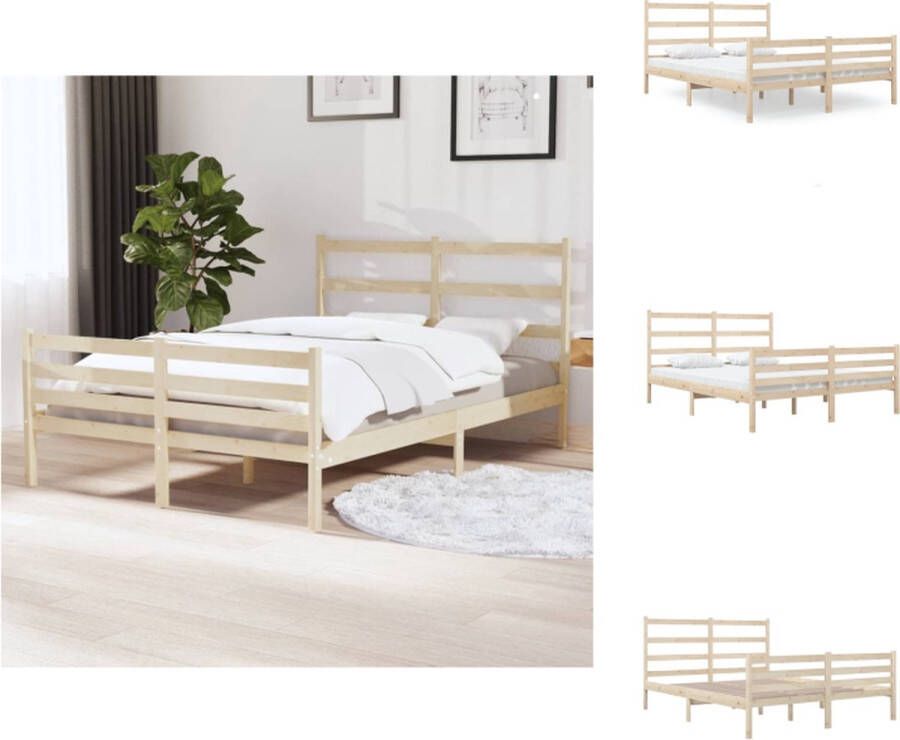 VidaXL Houten Bedframe Grenenhout 195.5 x 126 x 100 cm Lattenbodem Hoofdeinde Bed