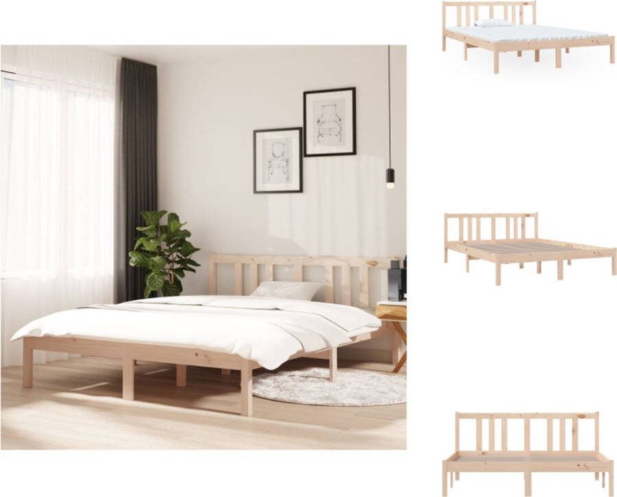 VidaXL Houten Bedframe Grenenhout 195.5 x 145.5 x 69.5 cm Geschikt voor matras 140 x 190 cm Bed