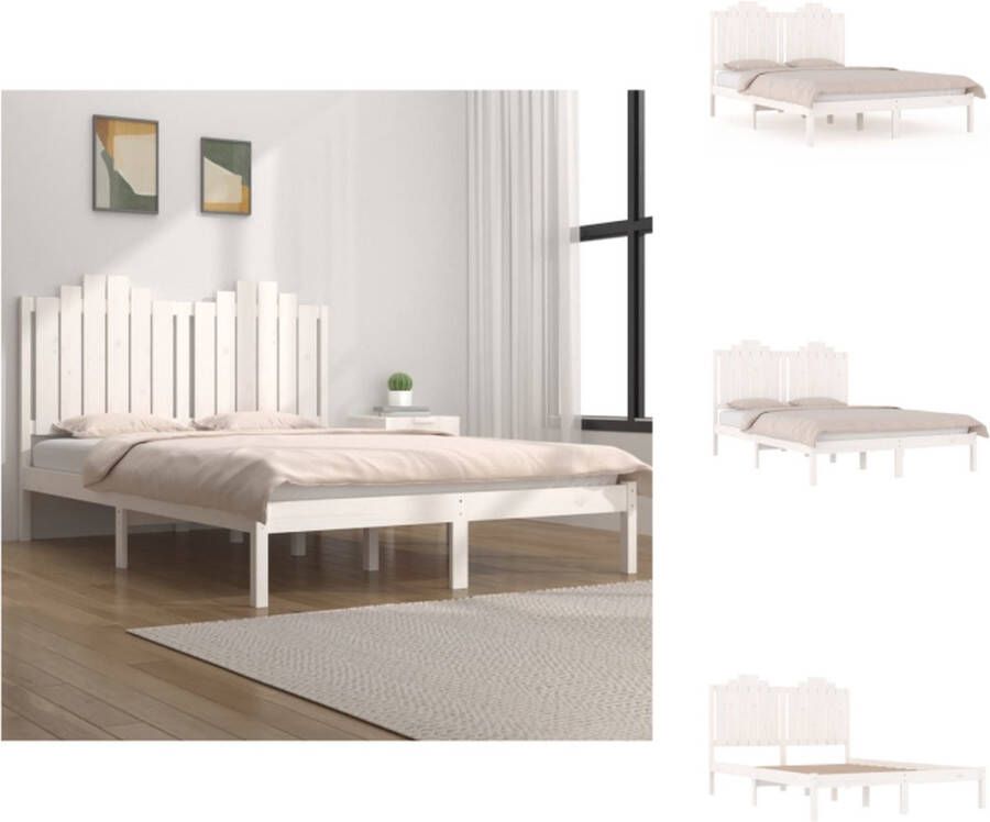 VidaXL Houten Bedframe Grenenhout 205.5 x 125.5 x 110 cm Matras 120 x 200 cm Wit Bed