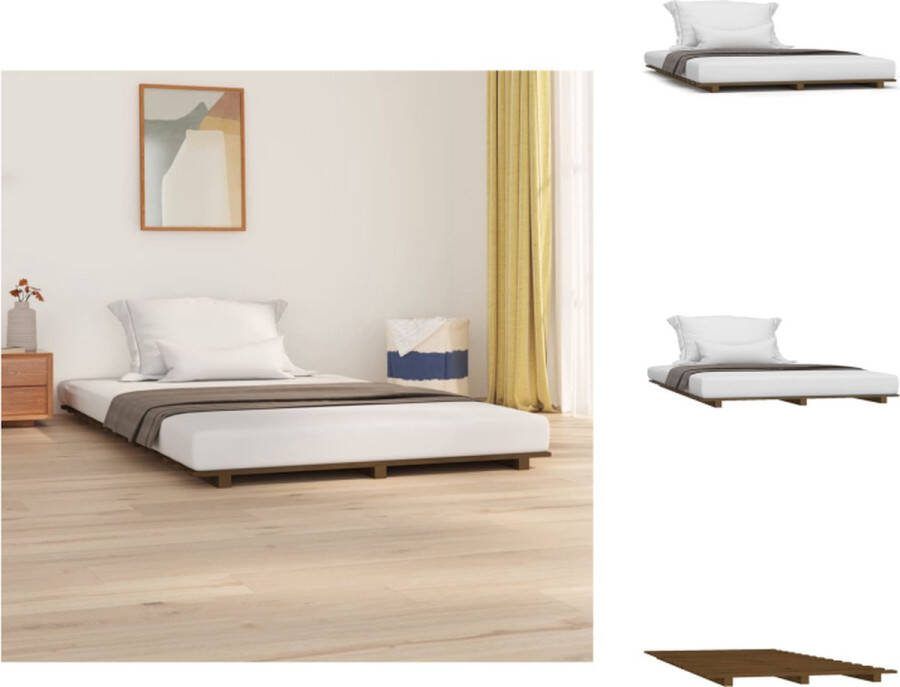 VidaXL Houten Bedframe Massief Grenenhout 120 x 190 cm Honingbruin Bed