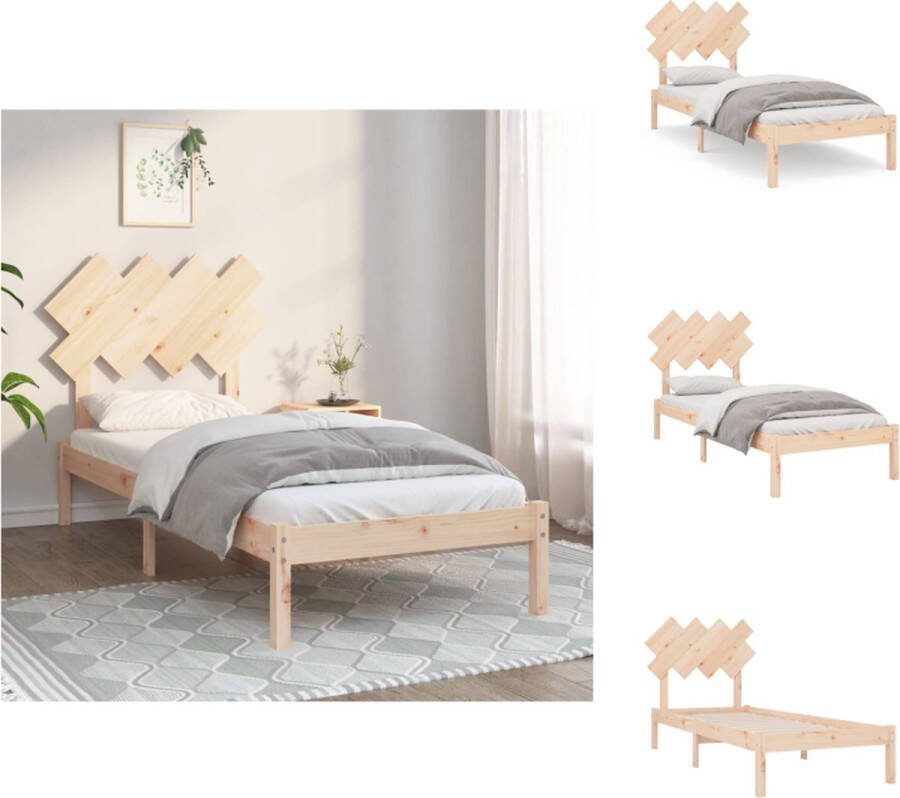 VidaXL Houten bedframe Massief grenenhout 195.5 x 95.5 x 31 cm Comfortabel hoofdeinde Bed